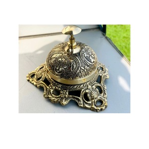 Brass Desk <b>Bell</b> with Ornate Floral Engraving Victorian Style Service <b>Call</b> <b>Bell</b> for Hotel Reception Office and Restaurant Decor - Product Image 1