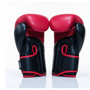 Gants de boxe en similicuir rouge avec sangle de poignet en velcro pour adultes, pour l'entraînement - Product Image 3
