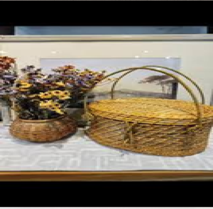 Charming Natural Light-colored <b>Bamboo</b> Picnic <b>Basket</b> Spacious Split Lid Dual Handle Eco-Friendly Luxury Style Hanging Functional - Product Image 5
