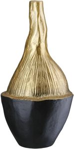 Jarrón Decorativo Contemporáneo de Metal Negro y Dorado para Mesa, Hecho a Mano, con Textura Geométrica y Diseño Decorativo - Product Image 2