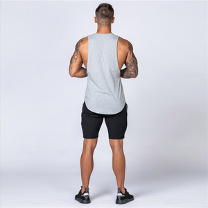 Débardeur sans manches gris pour homme, col rond, couleur unie, style décontracté, tricoté en coton - Product Image 2