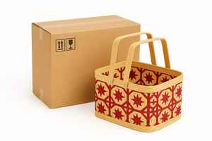 Panier de pique-nique carré en bambou tissé à la main avec poignée |   Panier de rangement écologique pour articles divers pour la décoration de la maison |   Conception personnalisée en gros - Product Image 4