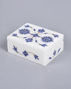 Caja de Joyería de Mármol Blanco al por Mayor con Incrustaciones de Lapislázuli, Caja de Accesorios para Regalo de Ramadán - Product Image 1