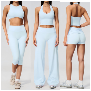 Ensemble de 5 pièces pour femme : Débardeur court, Pantalon large, Legging Capri, Short de sport, Tenue de sport, Yoga et Entraînement - Product Image 1