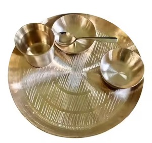 Vajilla de Lujo de Latón para Comedor, Juego de Platos Tradicionales Indios Thali, Plato, Tazón, Cuchara, Taza, Vajilla al por Mayor para Hotel, Restaurante, Hogar - Product Image 1