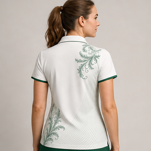Custom <b>White</b> Forest Green Botanical Flourish <b>Womens</b> <b>Polo</b> <b>Shirt</b> Quick Dry Breathable Short Sleeve Uniform WPS-0852 - Product Image 4