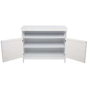 FCH White Double Door <b>Side</b> Cabinet for Living Room with Partition - Product Image 3