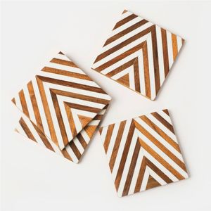 Posavasos de Madera Ecológicos Cuadrados y Redondos con Patrón de Hojas Grabado con Láser, Juego de Posavasos para Bebidas, Tazas de Té, Café, Decoración del Hogar - Product Image 3