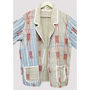 Chaqueta Blazer a Rayas Vintage para Mujer, Cuello en V Largo, Costuras en Contraste, Ribete Decorativo, Transpirable, Ecológica, Reversible, Primavera - Product Image 2