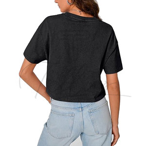 Wholesale 100% Cotton Summer <b>Crop</b> <b>Top</b> Women's T-shirt Acid Washed Oversized Drop Shoulder Eco-Friendly Quick Dry Custom Logo Hip - Product Image 6
