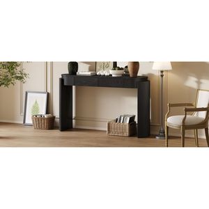 Consolle da ingresso TREXM con finitura effetto legno naturale, piano ovale scanalato e 2 cassetti - Product Image 6