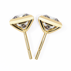 Classic Bezel Set Princess Cut E VS 1ct Each Lab Grown Diamond 14K Gold IGI Certified <b>Earring</b> <b>Tops</b> for Gift Party & Anniversary - Product Image 6