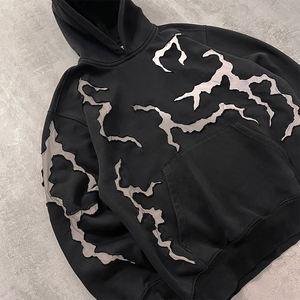 Sudadera con Capucha Unisex de Algodón Lavado, Estilo Oversize, con Cordón Ajustable, Letras en Cinta y Pedrería |   Sudadera con Capucha de Viaje, Estilo Retro, Ligera, Transpirable y Gruesa - Product Image 3