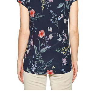 T-shirt à manches courtes pour femmes, imprimé floral, col rond, coupe régulière, en coton, haut décontracté, vêtements de printemps et d'été - Product Image 5