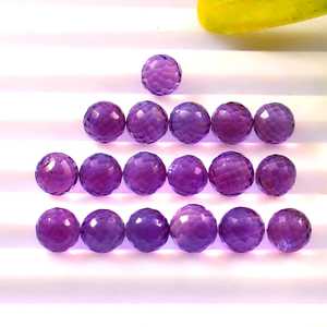 Billes rondes facettées en améthyste naturelle de 10 mm, sphères de guérison, pierres précieuses en vrac pour la fabrication de bijoux, lot en gros - Product Image 1
