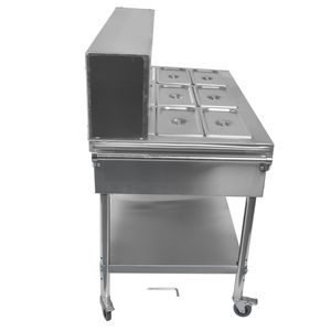 Scaldavivande Elettrico Professionale Commerciale a 9 Vasche, Tavolo Riscaldante a Vapore in Acciaio Inox per Buffet e Catering - Product Image 3