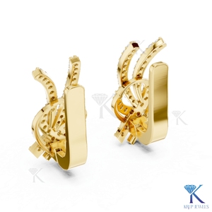 Brilliant Round Cut Lab Grown Filled Diamond in 14K Solid Gold Luxury Floral Cluster <b>Stud</b> <b>Earrings</b> Secure Screw Backs Wedding - Product Image 2