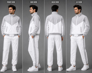 Ensemble de survêtement pour homme avec blocs de couleur, veste à col montant zippée et pantalon, tenue sportive - Product Image 3