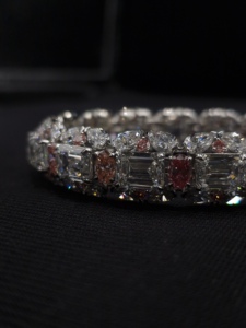 Luxury 10K White <b>Gold</b> IGI Certified Lab Grown Diamond <b>Bangle</b> Bracelet with 72.97 Carats of White and Pink Diamonds - Product Image 2