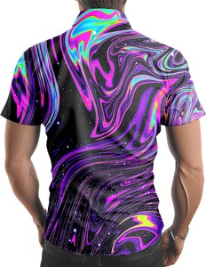 เสื้อเชิ้ตชายหาดแขนสั้นลายทรอปิคอลลำลองติดกระดุมสำหรับฤดูร้อนวันหยุดสีสันสดใสน้ำหนักเบาสำหรับผู้ชาย - Product Image 2