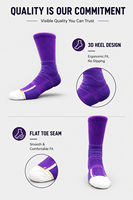 Chaussettes de basket-ball personnalisées antidérapantes à séchage rapide en coton peigné antibactérien, chaussettes épaisses de qualité professionnelle pour joueurs d'élite