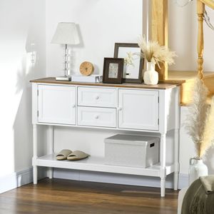 Contemporary Retro White Console <b>Table</b> with 2 Drawers Vintage <b>Sofa</b> <b>Side</b> <b>Table</b> for Entryway Living Room Bedroom - Product Image 2
