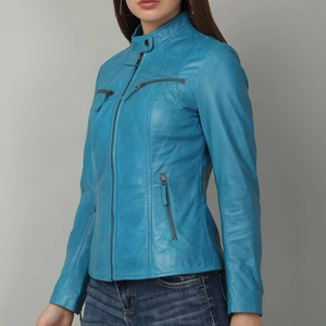 Chaqueta de cuero para mujer, diseño único y popular, chaqueta de cuero sólida para mujeres y niñas, diseño OEM con logotipo. - Product Image 6