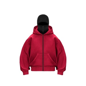 Sweat à capuche gangster pour homme 2025, logo personnalisé brodé, double capuche, double couche, pull-over avec fermeture éclair intégrale, grande taille, cagoule intégrée - Product Image 2