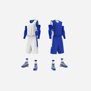 Custom Sublimation Basketball Uniform Reversible Jersey Set <b>Long</b> <b>Sleeve</b> <b>Vest</b> Shorts Team Sports Kit - Product Image 4