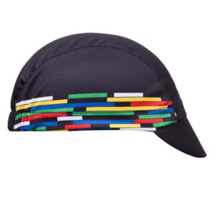 Casquette de cyclisme noire 5 panneaux unisexe pour adulte, style sportif avec visière rayée multicolore, imperméable, toutes saisons, style urbain, effet délavé - Product Image 2