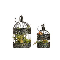 Cage à oiseaux antique en cuivre avec cadre en fer, forme ronde, cage durable pour animaux de compagnie, pour usage intérieur, base décorative, cage à oiseaux en fil métallique