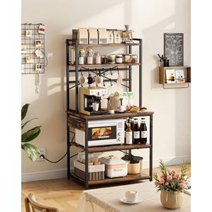 Scaffale da Cucina Regolabile con Cavo di Alimentazione da 1,5 m, Barra di Supporto a X e 12 Ganci a S per un'Organizzazione Efficiente - Product Image 2