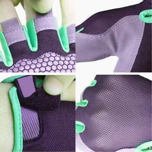 Sporty <b>Fingerless</b> Bike <b>Gloves</b> <b>Black</b> Green Breathable Leather Touchscreen Eco-Friendly Wrist Length Cycling Wear - Product Image 6