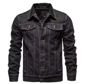 Chaqueta Vaquera Slim Fit para Hombre, Cuello Camisero, Algodón Lavado Informal, Manga Regular, Estilo Invernal, Color Sólido, Cierre de Botones, Estilo Moto - Product Image 5