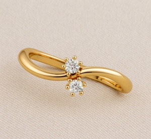 925 Sterling <b>Silver</b> 14k Gold Plated 2mm Double Stone Promise <b>Ring</b> Infinity Crossover Band Dainty Minimalist Engagement Gifts - Product Image 1