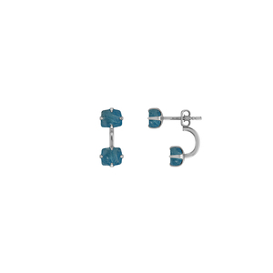 Premium 925 Sterling <b>Silver</b> Trendy Neon Apatite Rough Shape Butterfly Lock Stud <b>Earring</b> Prong Setting for Party - Product Image 3