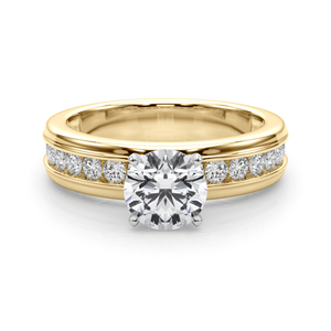 IGI Certified Round Lab Grown Diamond <b>Solitaire</b> <b>Ring</b> with Round Channel Set Accents 10K 14K 18K Gold 925 935 <b>Silver</b> - Product Image 3