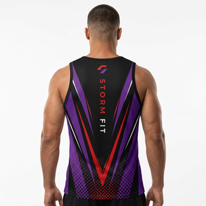 Débardeur sans manches pour homme Storm Fit, imprimé par transfert thermique, 100% polyester, séchage rapide, col rond, vêtements de sport, 180g non tissé - Product Image 3