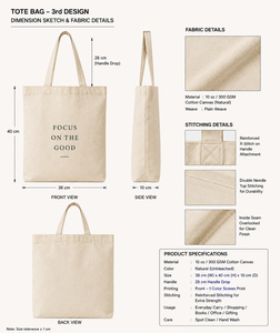 Bolsa de Mano de Lona de Algodón Natural, Estilo Minimalista, para Uso Diario y Compras - Product Image 2