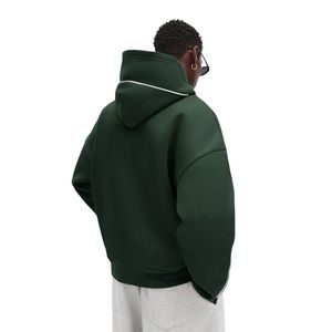 Nouveau design – Sweat à capuche unisexe en molleton à épaules tombantes, coupe oversize, qualité supérieure, 100 % coton épais, avec passepoil contrastant - Product Image 2