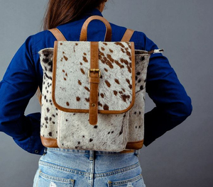 Sac à dos unisexe en cuir de vachette avec motif animalier, style vintage, fermeture à fermoirs, sac à dos de jour toutes saisons - Product Image 6