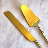 2-teiliges Tortenbesteck-Set mit Perlmuttgriff, Edelstahl-Tortenmesser und Tortenheber, als Hochzeitsgeschenk geeignet