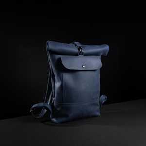 Genuine Leather <b>Roll</b> Top <b>Backpack</b> Mens Tactical Travel Bag Cowhide Laptop Rucksack Multi Function Design LTBP-0136 - Product Image 2