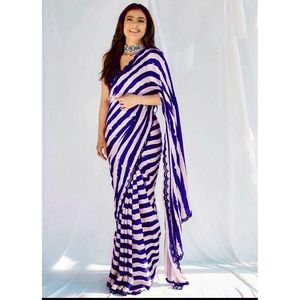 DISEÑADOR IMPRESIÓN DIGITAL TRABAJO SAREE CON BLUSA DESCOSTADA - Product Image 1