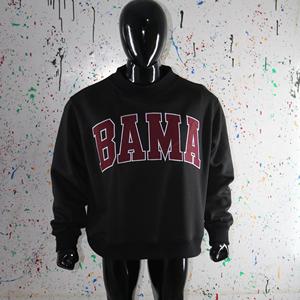 Sweat-shirt à col montant BAMA BLACK 100% marron avec broderie appliquée, col large, URBAN PRODUCTIONS - Product Image 1