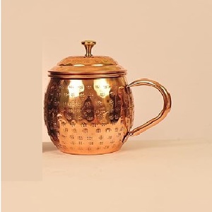 Luxury Solid Copper <b>Mug</b> with Lid Stylish Drinking Cup for Kitchen and Dining From Indian Supplier - Product Image 1