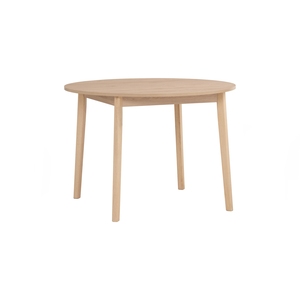 Premium <b>White</b> Wash <b>Round</b> Dining <b>Table</b> Melamine Top with Tapered Solid Wood Legs Made in Malaysia for Cafe - Product Image 1