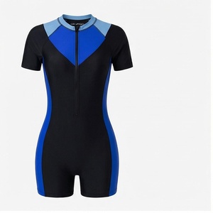 Ensemble de yoga 2 pièces imprimé papillon bleu avec finition dorée, body à col en V profond et jupe portefeuille longueur genou - Product Image 1