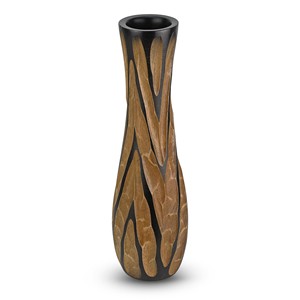 Vase en bois de manguier artisanal en spirale avec incrustation noire - Décoration d'intérieur en gros - Product Image 1
