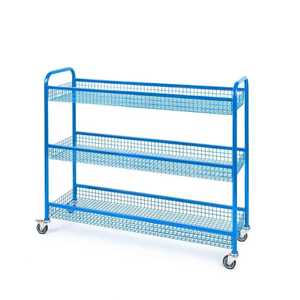 3 Tier Chrome Metal Wire Mesh Rolling Cart Utility <b>Trolley</b> <b>Storage</b> Shelf Side Handle Kitchen Office Organizer - Product Image 3